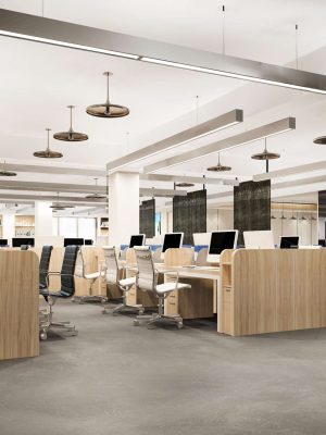3d rendering business meeting and working room on office building