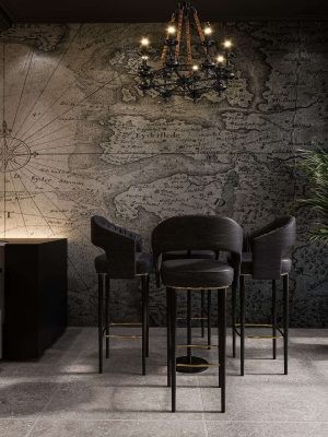 Rudanta Construction A stylish and dimly lit interior space